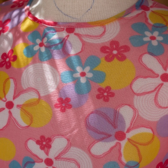 Vintage 90's Sheila Moon Mesh Short Sleeve Flower Power Cycling Top Made In USA - Picture 5 of 14